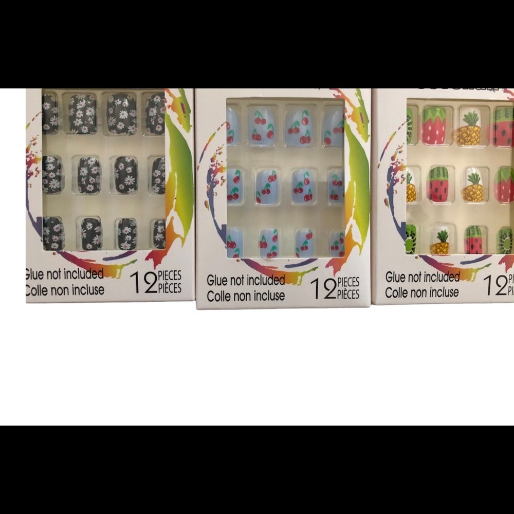 3‎ for $10 press on toe nail extensions in floral cherry & tropical fruits FREE